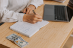 Woman looking over finances